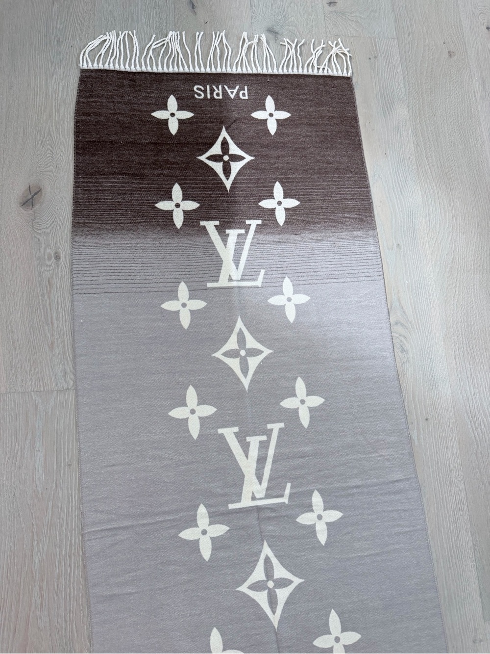 Luxury Gradient Fringe Shawl Scarf- Beige Taupe - Picture 9 of 13